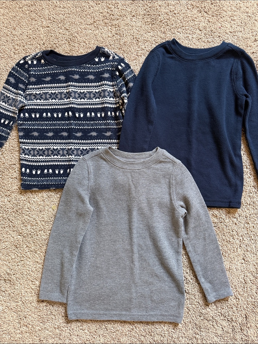 Old Navy Toddler Waffle Knit Long-Sleeve Tops - Navy & Gray Set